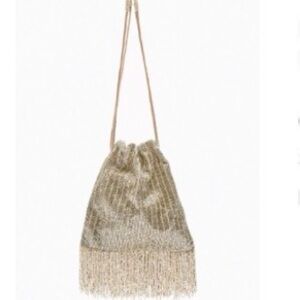 NWT Zara Beaded Rhinestone Bucket Bag